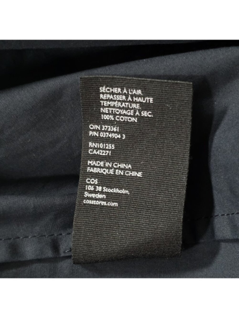 COS Poplin Cotton Dress Women 4 Navy V Neck SS Side Ties High Low Hem Minimalist - Picture 12 of 16